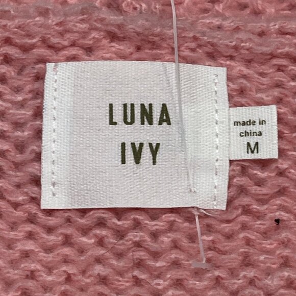 Luna Sweater Womens M Pink Open Knit 3D Floral Oversized Cropped Cardigan Y2K - Picture 5 of 10